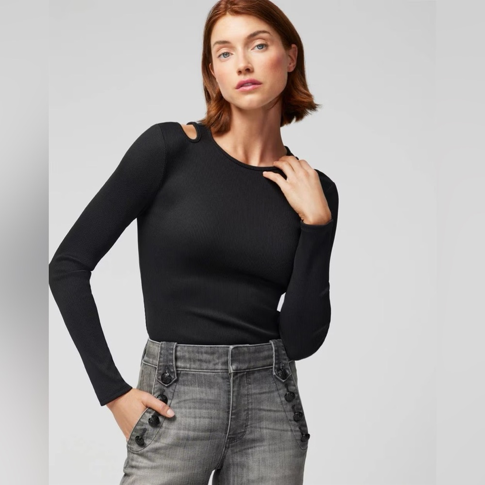 WHBM® FORME Long Sleeve Cutout Ribbed Top